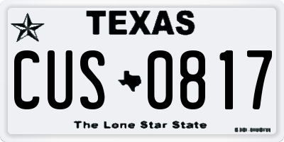 TX license plate CUS0817