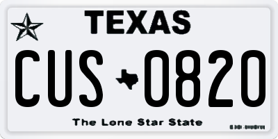 TX license plate CUS0820