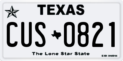 TX license plate CUS0821