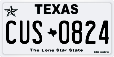 TX license plate CUS0824