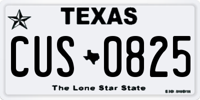 TX license plate CUS0825