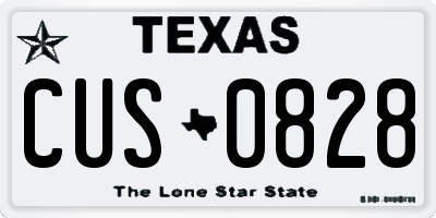 TX license plate CUS0828