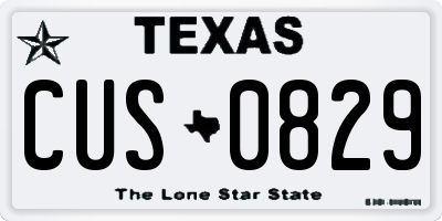 TX license plate CUS0829