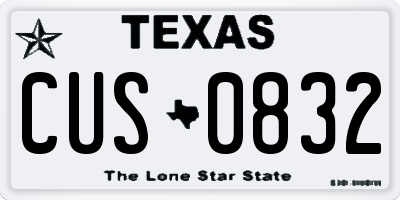 TX license plate CUS0832