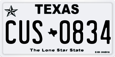 TX license plate CUS0834