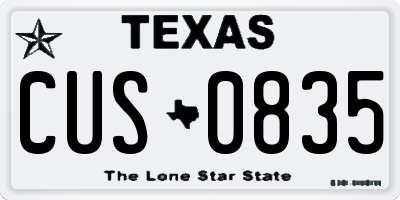 TX license plate CUS0835