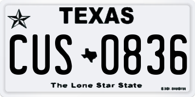 TX license plate CUS0836