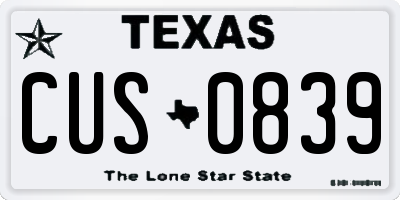 TX license plate CUS0839