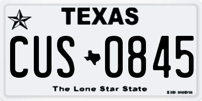 TX license plate CUS0845