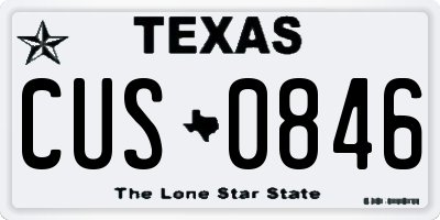 TX license plate CUS0846