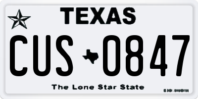 TX license plate CUS0847