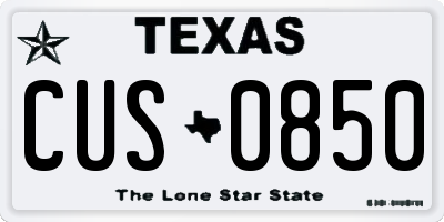 TX license plate CUS0850