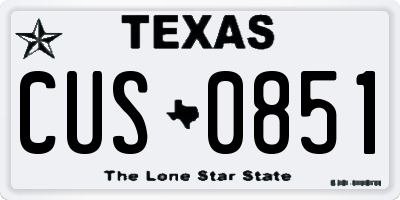 TX license plate CUS0851
