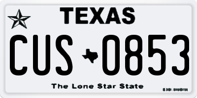 TX license plate CUS0853