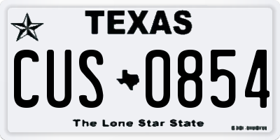 TX license plate CUS0854
