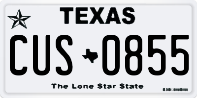 TX license plate CUS0855
