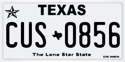 TX license plate CUS0856