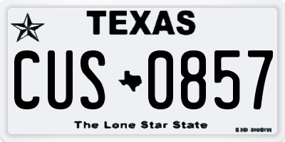 TX license plate CUS0857