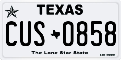 TX license plate CUS0858