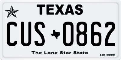 TX license plate CUS0862