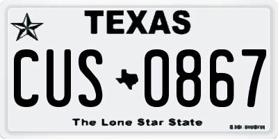 TX license plate CUS0867