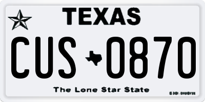 TX license plate CUS0870