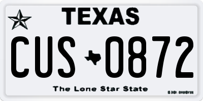 TX license plate CUS0872