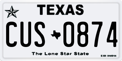 TX license plate CUS0874