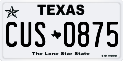 TX license plate CUS0875