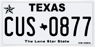 TX license plate CUS0877
