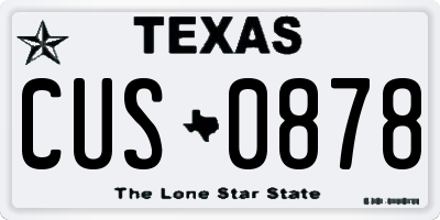 TX license plate CUS0878