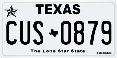 TX license plate CUS0879