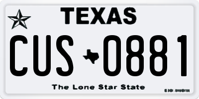 TX license plate CUS0881