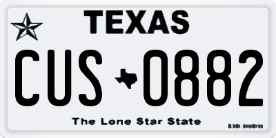 TX license plate CUS0882