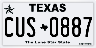 TX license plate CUS0887