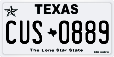 TX license plate CUS0889