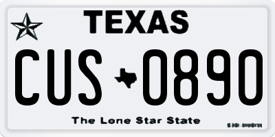 TX license plate CUS0890