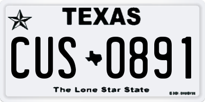TX license plate CUS0891