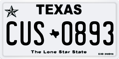 TX license plate CUS0893