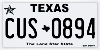 TX license plate CUS0894