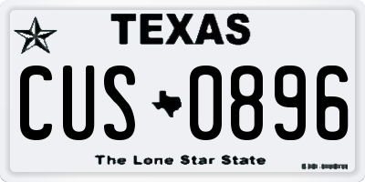 TX license plate CUS0896
