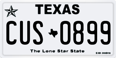 TX license plate CUS0899