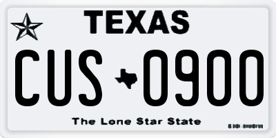 TX license plate CUS0900