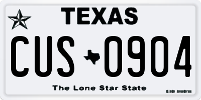 TX license plate CUS0904
