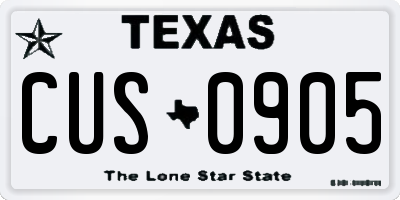 TX license plate CUS0905