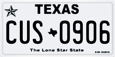 TX license plate CUS0906