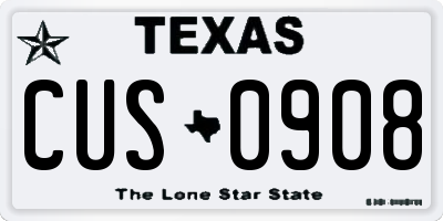 TX license plate CUS0908