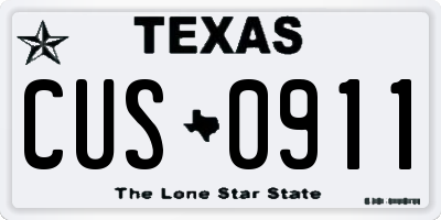 TX license plate CUS0911