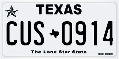 TX license plate CUS0914