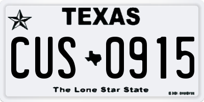 TX license plate CUS0915